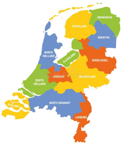 Colorful map of The Netherlands