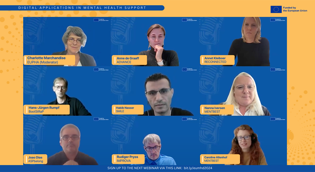 Screenshots of the webinar showing all the panelists and moderator